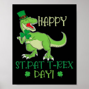 Poster Joyeuse St Patrex journée Pat T-rex Dino Irlandais