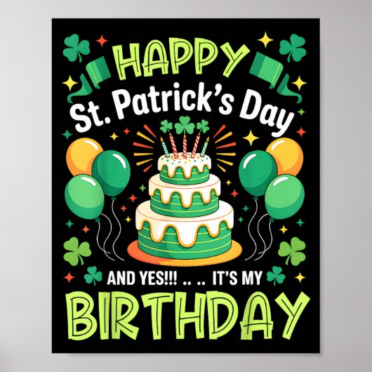 Poster Joyeuse St Patrick et joyeux anniversaire hommes f (Devant)