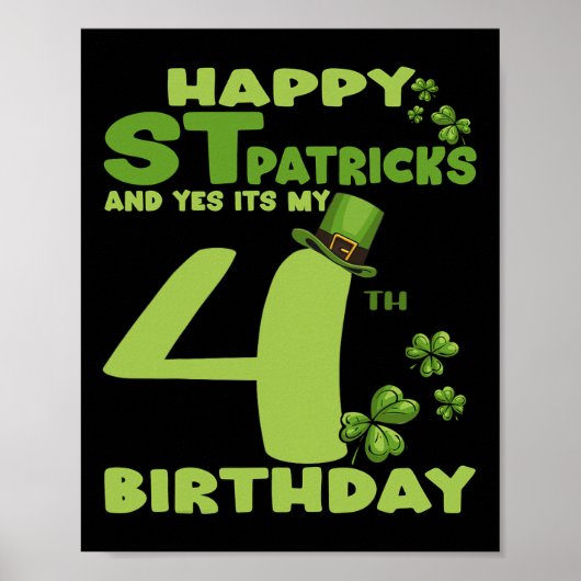 Poster Joyeuse St Patrick Et Oui C'est Mon 4ème Anniversa (Devant)