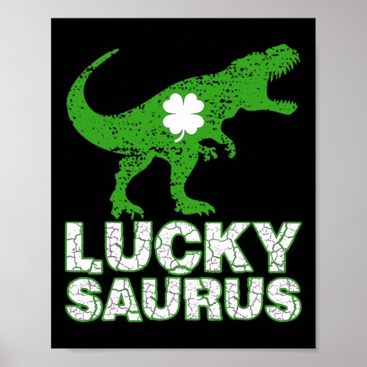 Poster Joyeuse St Patrick Luckysaurus Dinosaure Shamroc (Devant)