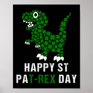 Poster Joyeuse St Patrick Patrex T-rex Dinosaure Drôle 