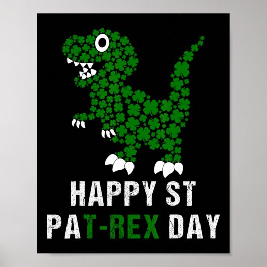 Poster Joyeuse St Patrick Patrex T-rex Dinosaure Drôle  (Devant)
