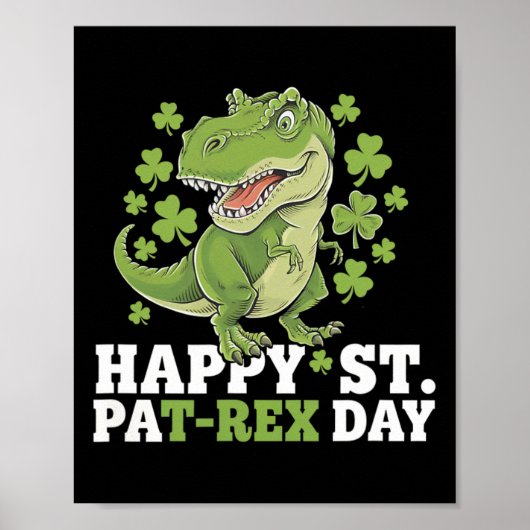 Poster Joyeuse St Patrick T-rex Et Trèfles St Patty (Devant)