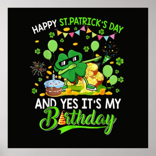 Poster Joyeuse St Patricks Day et trèfle d'anniversaire  (Devant)
