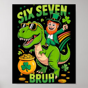 Poster Joyeuse st patricks day lutin trex dino six