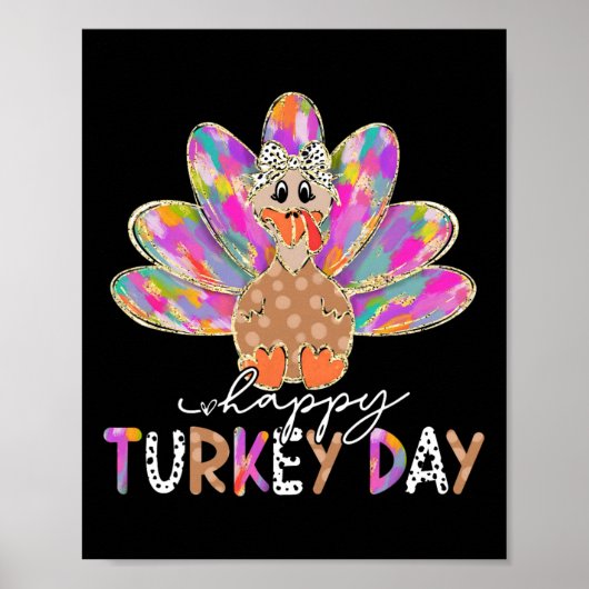 Poster Joyeuse Turquie Jour mignonne Turquie Thanksgiving (Devant)