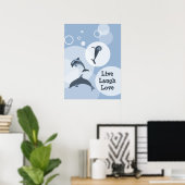 Poster Joyeusement Jumping Dolphins Live Laugh Love (Bureau à domicile)