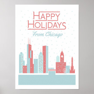 Poster Joyeuses fêtes de Chicago