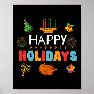 Poster Joyeuses fêtes Diwali Kwanzaa Hanoukka