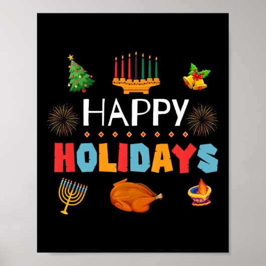 Poster Joyeuses fêtes Diwali Kwanzaa Hanoukka (Devant)