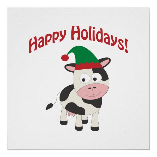 Poster Joyeuses fêtes ! Elfe de vache (Devant)