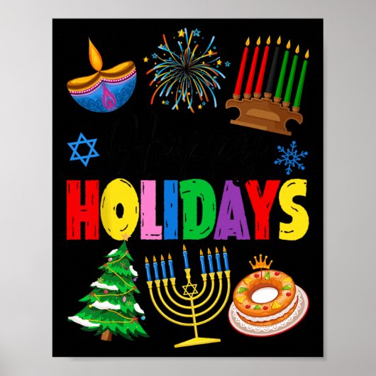 Poster Joyeuses fêtes Joyeux Noël Joyeux Hanoukka Happy (Devant)