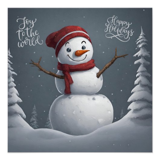 Poster Joyeuses fêtes Noël Snowman (Devant)