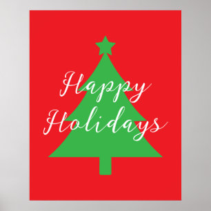 Poster Joyeuses Fêtes Rouge Clair Noël Nouvel An