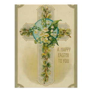 Poster Joyeuses Pâques à Vous - Carte Postale Antique,