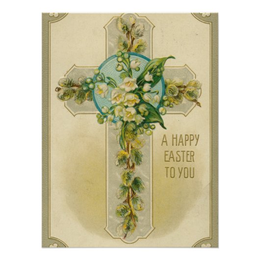 Poster Joyeuses Pâques à Vous - Carte Postale Antique, (Devant)
