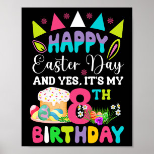 Poster Joyeuses Pâques C'est Mon 8ème Anniversaire Lapin