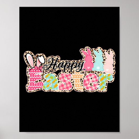 Poster Joyeuses Pâques citations Œuf Lapin (Devant)