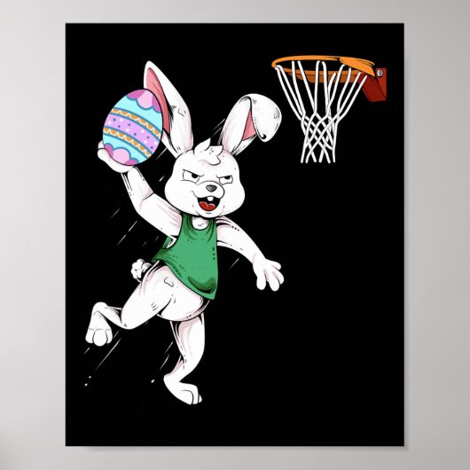 Poster Joyeuses Pâques  Enfants Garçons Lapin Dunk Basket (Devant)