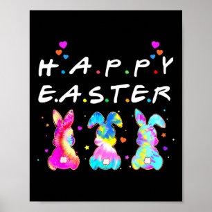 Poster Joyeuses Pâques Famille de lapin mignon Ensemble P