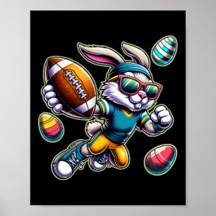 Poster Joyeuses Pâques garçons de football Lapin de Pâque