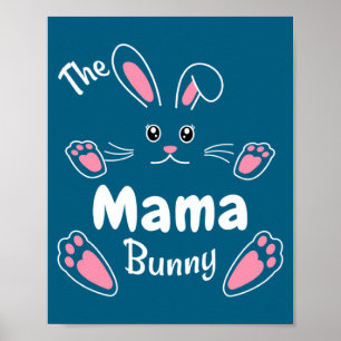 Poster Joyeuses Pâques La Maman Lapin Famille assortie de