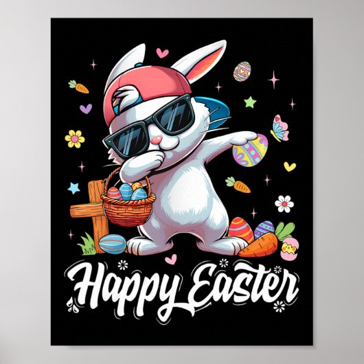 Poster Joyeuses Pâques Lapin Funny Dabbing Bunny Jour de (Devant)