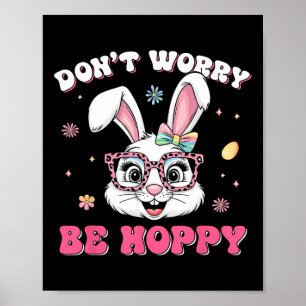 Poster Joyeuses Pâques Lapin Groovy Visage Ne vous inquié