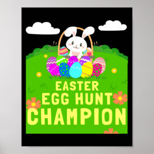 Poster Joyeuses Pâques Œufs Lapin Enfants Extatiques