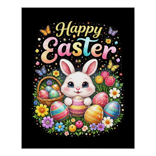 Poster Joyeuses Pâques Petit Lapin (Devant)