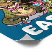 Poster Joyeuses Pâques t rex dinosaure bonbons noeud lapi (Coin)