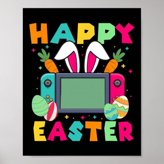 Poster Joyeuses Pâques Vidéo Game Lapin Manette de jeu Ga (Devant)