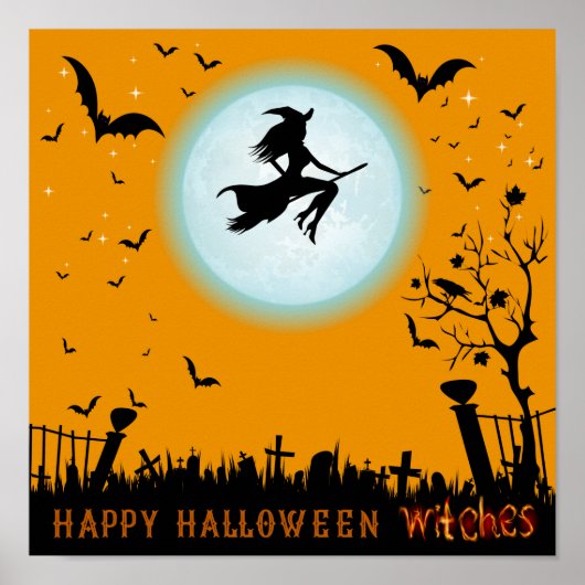 Poster Joyeuses sorcières Halloween (Devant)