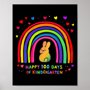 Poster Joyeux 100 Jours De Jardin D'Enfant Grotte Arc-En-