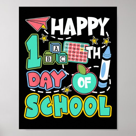 Poster Joyeux 100 Jours D'école Pomme Enseignant Élève Am (Devant)