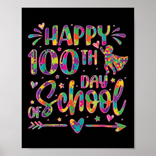 Poster Joyeux 100e Jour De L'École Puzzle 100 Jours Plus (Devant)