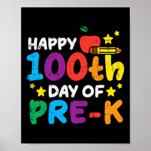 Poster Joyeux 100e jour de pré-maternelle Pomme 100 jours