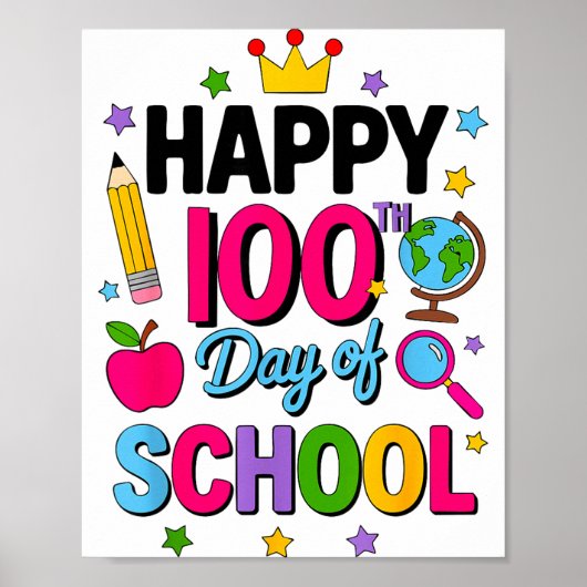 Poster Joyeux 100e jour d'école 100 jours plus intelligen (Devant)