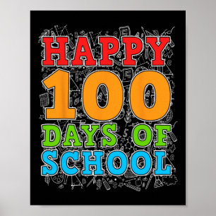 Poster Joyeux 100e Jour D'Enseignant Étudiant Enfants 100