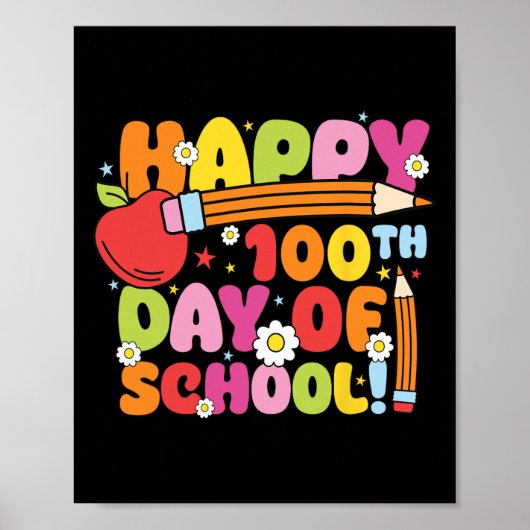 Poster Joyeux 100ème Jour De L'École Enseignant Enfants 1 (Devant)