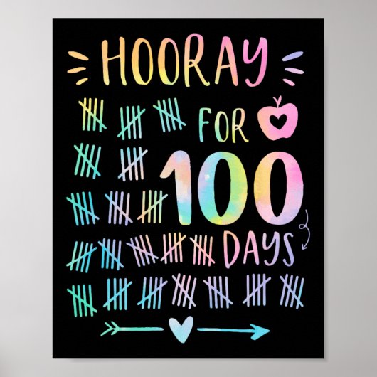 Poster Joyeux 100ème Jour De L'École Hourra Pour 100 Jour (Devant)