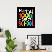 Poster Joyeux 100ème Jour De L'École Professeur Rainbow (Bureau à domicile)