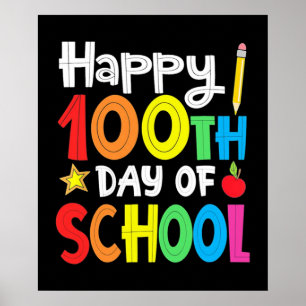 Poster Joyeux 100ème Jour De L'École Professeur Rainbow