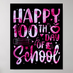 Poster Joyeux 100ème Jour De L'École Tie Dye Arc En Ciel