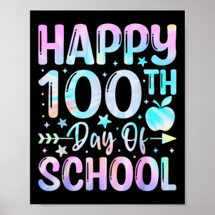 Poster Joyeux 100ème Jour De L'École Tie Dye Arc En Ciel