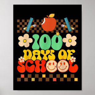 Poster Joyeux 100ème Jour D'Enseignant Enfants Retro Groo