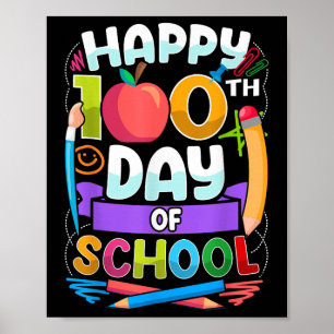 Poster Joyeux 100ème Jour D'Enseignants Scolaires Enfants