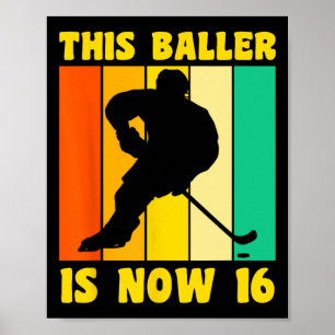 Poster Joyeux 16 Anniversaire 16 Anniversaire Retro Hocke