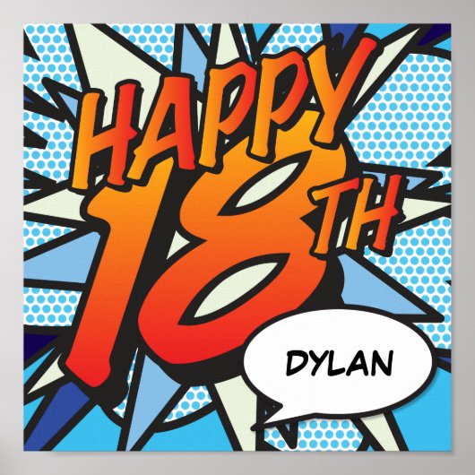 Poster Joyeux 18e Bande Dessinée Pop Art (Devant)