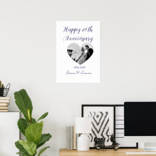 Poster Joyeux 20e anniversaire cœur photo violet année no